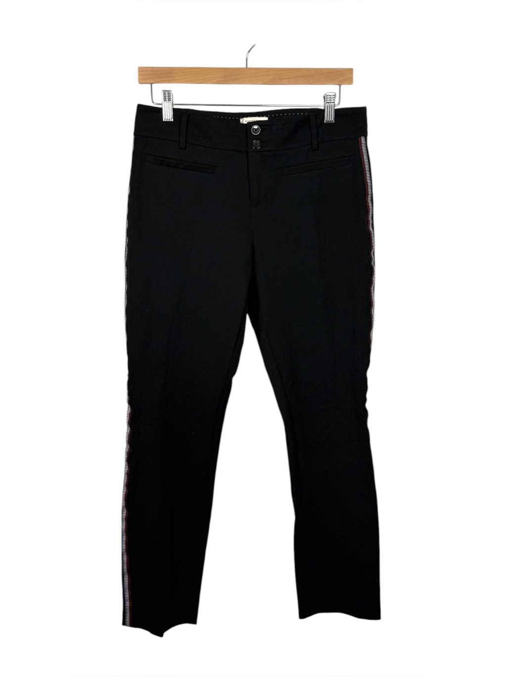 Anthropologie Essential Slim Pant Womens 6 Black Side Stripe Ankle Pants